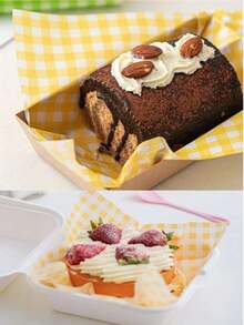 50/100/200 Sheets Wax Paper, Basket Liners, Food Picnic Paper, Grease-Proof Wrapping Paper, Baking Paper Suitable For Cakes, 7 X 7 Inch Fast Food Grid Wrapping Paper