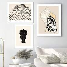 1 件可选框架现代简约墙面艺术线条女孩身体抽象波西米亚高清帆布海报印刷家居卧室客厅装饰 - 彩色 - 查看 4