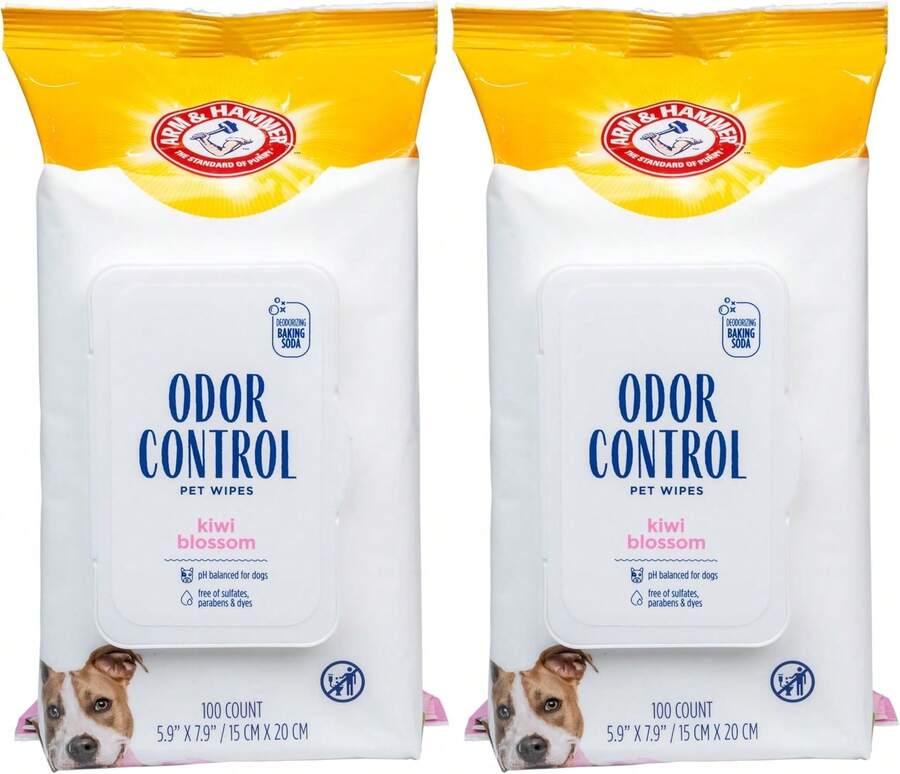 Arm &Amp; Hammer Dog Grooming Wipes - Natural Deodorizing Pet Wipe With Coconut - Travel Essential &Amp; Supplies For Dogs - Dog Whole Body &Amp; Face Cleaning - Odor Eliminator With Baking Soda Power - 100 Count - Odor Control Wipes - View 1
