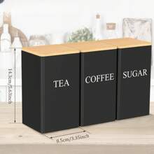 1pc Customized Storage Tin Can With Bamboo Lid, Square Tea, Coffee, Candy, Spice Metal Container, Kitchen Storage, Housewarming Party Gift