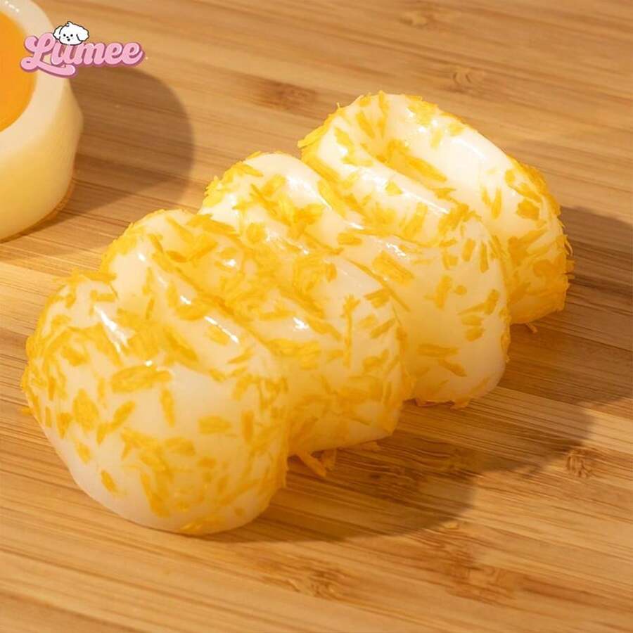 Set de Squishies LUMEE - Squishies ultra blandos con pudín de yogurt, mozzarella frita, gato con queso y talla grande - Excelentes aliviadores de estrés para todas las edades - Gran regalo - Naranja Quemada - View 1