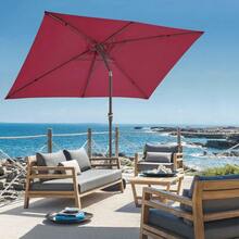 6.5x10 Ft Rectangular Patio Umbrellas Outdoor Market Umbrella With Push Button Tilt And Crank, Rectangle Table Umbrella 6 Sturdy Ribs UV Protection For Pool Garden Backyard Deck, Red - 胭脂紅 - 查看 3