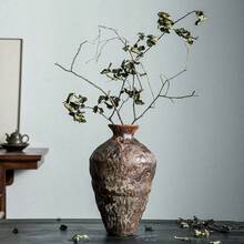 1pc Jingdezhen Vintage Ceramic Flower Vase, Wabi-Sabi Style Zen Decor, Handmade Large Pottery Jar For Living Room, Home Accents (Handcrafted, May Have Slight Variations) - Multicolor - View 3