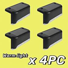 4 piezas Luces decorativas solares para exterior, 1 LED luz cálida, luces de cubierta - Carcasa negra, luces de pared, luces solares para jardín valla, luces solares para patio y escaleras, regalo para Halloween, Navidad y Acción de Gracias