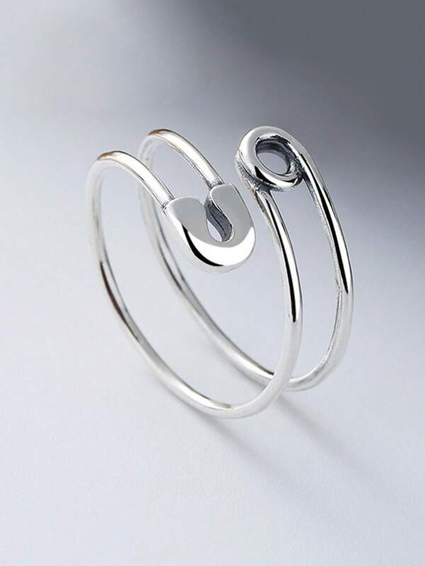 1 pieza Anillo de apertura de imperdible de plata S925, joyería de uso diario para mujeres