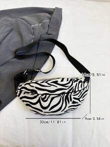 Women's Fashion Minimalist Zebra Print Shoulder Chest Bag & Waist Pouch, Versatile Daily Essentials, Spring/Summer