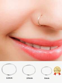1 件纯银 S999 鼻环，女士和女孩小巧纤薄穿孔珠宝，优雅简约，适用于鼻中隔软骨螺旋耳环，简约美式个性字母嘻哈街头风格