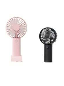 1 pieza Ventilador de triple hoja recargable por USB con soporte, se puede usar como soporte para teléfono/tableta, diseño lindo adecuado tanto para niños como para niñas. Regalo ideal para mujeres, perfecto para actividades al aire libre, playa, oficina, escuela, hogar [Ventilador de refrigeración de verano]