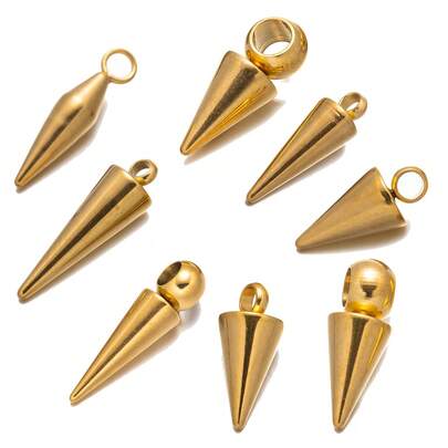 10pcs Cone Charms Spike Hypoallergenic Pendants Stainless Steel Charms Small Hole Cone Pendants For DIY Earring Bracelet Necklace Jewelry Making