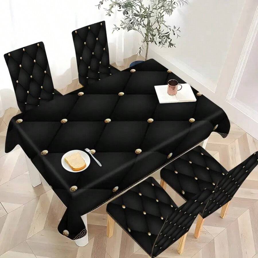 1/4/6 pièces Housse de chaise noire classique / Ensemble de housses de chaise, convient pour la maison, le restaurant et l'hôtel intérieur, décoration quotidienne moderne. Nappe convenant aux tables carrées, les housses de chaise élastiques peuvent être lavées