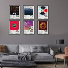 6pcs Set Frameless Graduation Album Cover Canvas Poster, Vibrant Anime Design With " Graduation" Text, Perfect For Home, Office, Bar, Cafe, Hotel Decor, Cafe Decoration | Anime Style Poster | Durable Canvas Material, Poster
