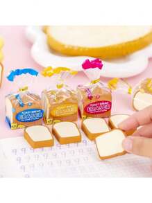 8/16/24/32 pièces Gomme en forme de toast Kawaii, gomme à crayon mignonne, gomme à pain 3D, gomme à crayon de dessin animé, outils de croquis pour peintres et artistes, fournitures pour cadeau (aléatoire)
