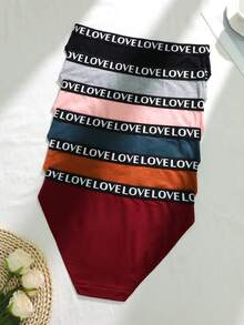 6件大码女式字母印花内裤 - 彩色 - 查看 2