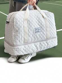 纯色简约旅行行李拉链手提包，多功能独立鞋隔层大容量收纳单肩包，轻巧方便，适合户外包，适合学校，学校配件，学校用品