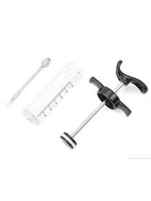 1/3pcs Flavor Injector For Turkey, Steak, Grilled Meat, BBQ, Marinade, Basting, And Seasoning, Red Syringe - Multicolor - View 3