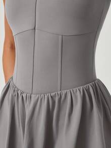 NcmRyu 1 Set Women's Fashionable Seamless Elastic Golf Sport Jumpsuit With Built-In Pockets - Light Grey - View 6