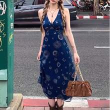Abito midi attillato e alla moda con stampa di sole e luna, in tessuto a maglia da 120g