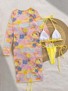 女士新款欧美撞色比基尼套装，可爱性感吊带沙滩度假泳装，夏季