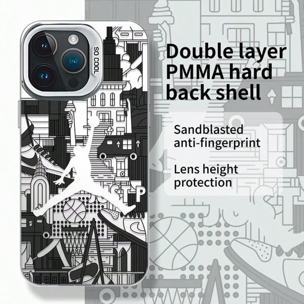 1pc Hollow Basketball Pattern Phone Case, , Anti-Dirt, PMMA Hard PC Back Shock Proof Phone Cover, Customized Phone Case Compatible With Apple, Multiple Colors Available