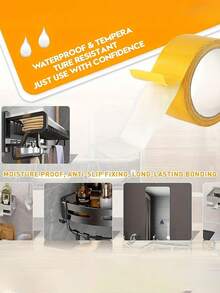 强力双面胶带 - 多用途天然橡胶粘合剂 - 防水，适用于木材、塑料、玻璃、金属和混凝土表面，适合家庭和办公室使用，重返校园