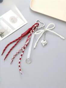 1PC Angora Red Pearl Bow Rope Bag Charm, Keychain Accessories Car Pendant Can Be Used For Bag Pendant Pendant. Gifts Valentine'S Day Stylish For Teen Girls Women College Students Teacher White-Collar Workers Rookies & White-Collar Workers Gift Accessories Decor Present Car Accessories Women Key Chain Charms Back To School Supplies Gifts For Teachers