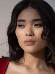 1 peça de piercing de nariz falso em aço inoxidável com design minimalista em ferradura e 5 cristais, joia para piercing sensível