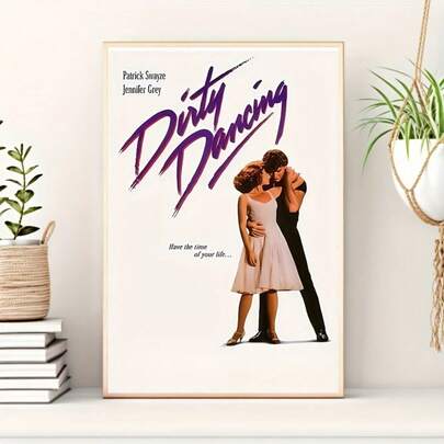 1pc "Dirty Dancing" Classic Movie Poster Canvas Print - Iconic Film Art Decor,Wall Art For Living Room, Bedroom, Office, Cafe & Bar - Contemporary Style, Vertical Orientation, Movie Theater Decor Optional Frame ,Wall Art With Frame