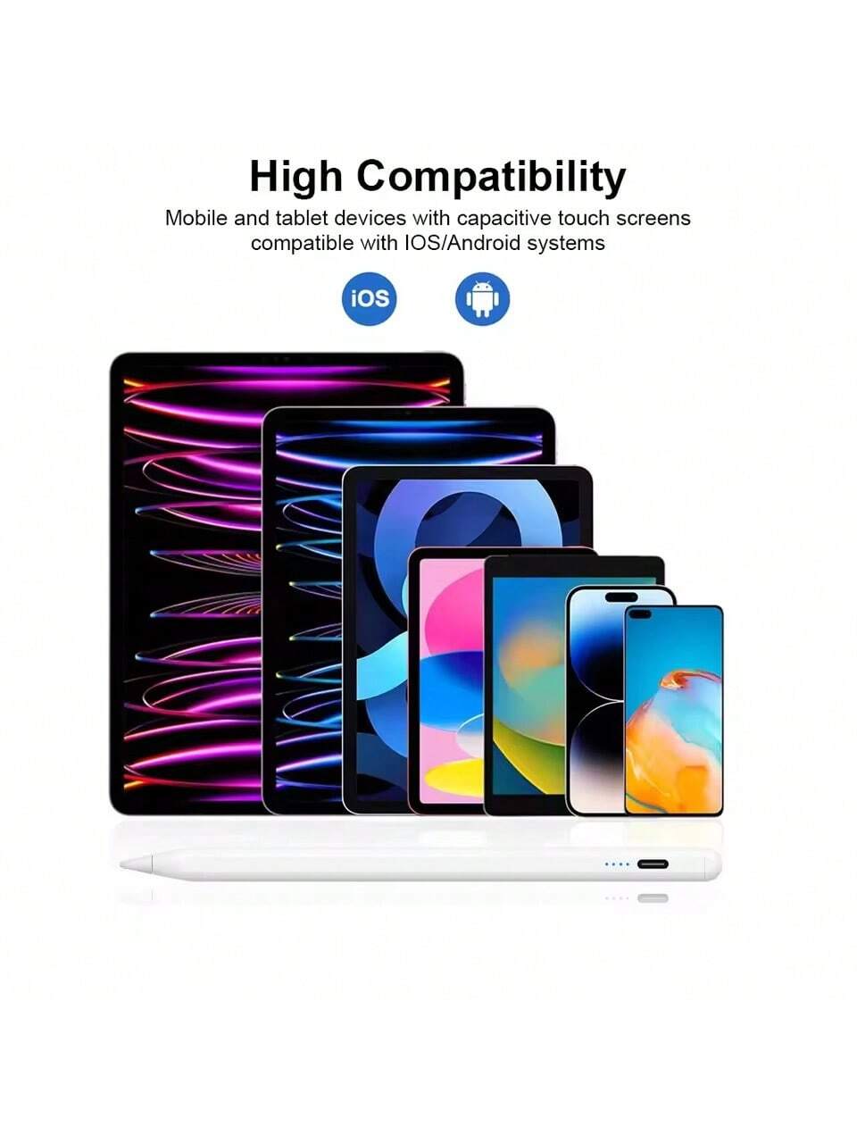 قلم لمس عالمي للأجهزة اللوحية والهواتف – متوافق مع...