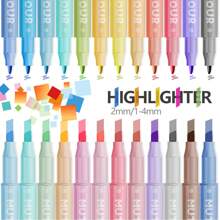 Juego de 6 piezas/12 piezas/24 piezas de bolígrafos fluorescentes de doble cabeza, marcadores fluorescentes de colores para resaltar, dibujar y volver a la escuela