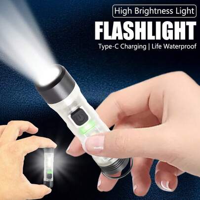 1 Piece Strong Light Pocket Cap Clip Light Outdoor Camping Atmosphere Led Long Life Disaster Relief Emergency Flashlight Rechargeable Flashlight