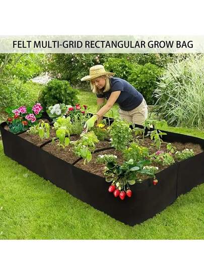 Extra-Large 8-Grid Raised Garden Bed Kit, Contemporary Style, Weather-Resistant Rectangular Planter, Floor Mounted, With Indoor/Outdoor Accessory Components For Vegetables, Flowers, Ideal For New Year, Valentine's, Easter Gift