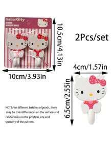 Sanrio 2Pcs/Set Hello Kitty Strong Self Kuromi Adhesive Hooks My Melody Key Storage Hanger For Kitchen Bathroom Door Wall Multi Function(Some Parts May Be Random)