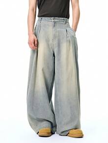 INFLATION Loose Fit Washed Denim Wide Leg Jeans For Men, American Street Style Spring/Summer New Arrivals