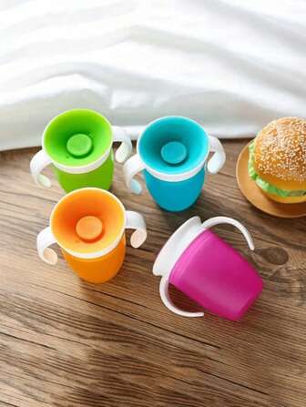 Vaso Antiderrame de 360°, sin PVC, para bebés y niños pequeños con asas de agarre fácil - botella de entrenamiento para beber duradera y lavable a mano