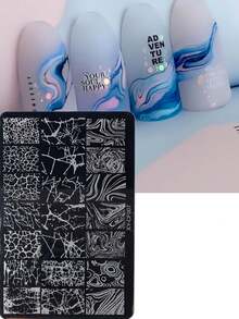 1件玫瑰花蝴蝶结环纹大理石美甲印花板，法式线条蝴蝶结日式美甲饰品，夏季美甲模板，美甲模具工具，适用于音乐节派对