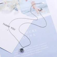 Colar feminino de prata esterlina 925 com planeta azul, pingente minimalista de cristal azul e ágata, gargantilha curta para uso diário, caixa de presente