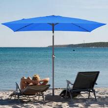 6.5x10 Ft Rectangular Patio Umbrellas Outdoor Market Umbrella With Push Button Tilt And Crank, Rectangle Table Umbrella 6 Sturdy Ribs UV Protection For Pool Garden Backyard Deck, Red - 寶藍色 - 查看 2