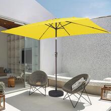 6.5x10 Ft Rectangular Patio Umbrellas Outdoor Market Umbrella With Push Button Tilt And Crank, Rectangle Table Umbrella 6 Sturdy Ribs UV Protection For Pool Garden Backyard Deck, Red - 黃色 - 查看 3