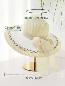 Nuovo set di cappello di paglia e borsa da donna con decorazione a fiocco, cappello di paglia estivo da spiaggia, borsa shopping, borsa per telefono, adatto per all'aperto, casual, viaggi, spiaggia - A - Visualizzare 9