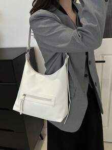 全新女士柔软 PU 皮革拉链腋下单肩包，时尚斜挎包