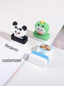 1 pieza de sello personalizado con forma de dibujo animado, un lindo sello de etiqueta personalizado para marcar y firmar artículos personales, personalizable con nombres, un regalo para amigos. - Multicolor - Ver 5