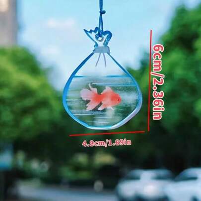 1pc Acrylic Translucent Mini Golden Fish Car Hanging Decor, Bag Charm Accessory, Gift For Best Friend