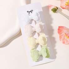 Set de 4 pasadores de mariposa de doble capa de unicolor, accesorios de pelo lindos y versátiles para niños