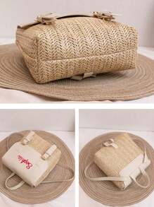 Haftowany plecak z nadrukiem. Letni, nowy plecak o dużej pojemności, prosta i lekka torba pleciona. Świetny prezent dla mamy na Dzień Matki, idealny na letnie wakacje, spacery po plaży i zakupy na wyspie.