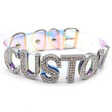1pc Punk Chunky Big Rhinestone Letters Custom Choker Collar Exaggerated 30MM Wide PU Collar Choose Name Word Chocker Cosplay Personalized Collar Accessories