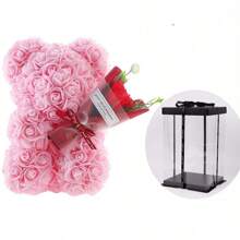 1pc Rose Bear, Handcrafted Rose Teddy Bear PVC Gift Box, Used For Mother's Day, Christmas, Valentine's Day, Friends' Day, Anniversary And Bride Gifts Birthday Graduation