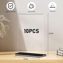 Porta Menu, 10Pcs-Soporte de Letrero, Soporte para Menús de Acrílico, Menu Holder Doble Cara Transparente para Restaurantes, Oficina, Publicidad, Bares, Tablero De Mesa, Almacenar, 21*15Cm - 1 - Ver 3
