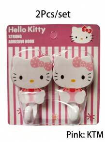 Sanrio 2Pcs/Set Hello Kitty Strong Self Kuromi Adhesive Hooks My Melody Key Storage Hanger For Kitchen Bathroom Door Wall Multi Function(Some Parts May Be Random)