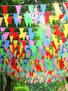 Banderín de tela colorido, banderines triangulares de doble cara multicolor, para bodas, cumpleaños, fiestas, decoración de habitaciones y jardines, guirnalda para inauguraciones - Banderas de celebración universal para colgar en exteriores