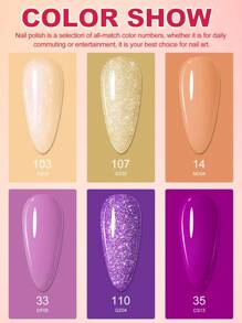 coscelia 6PCS Glitter Nail Gel Polish Set 7ML Pink Gold Purple Blue Grey Soak Off Gel Nail Polish Needed For Nail UV/LED Lamp, Long Lasting And Gloss Shine For All Seasons Women DIY Nail Art Salon At Home